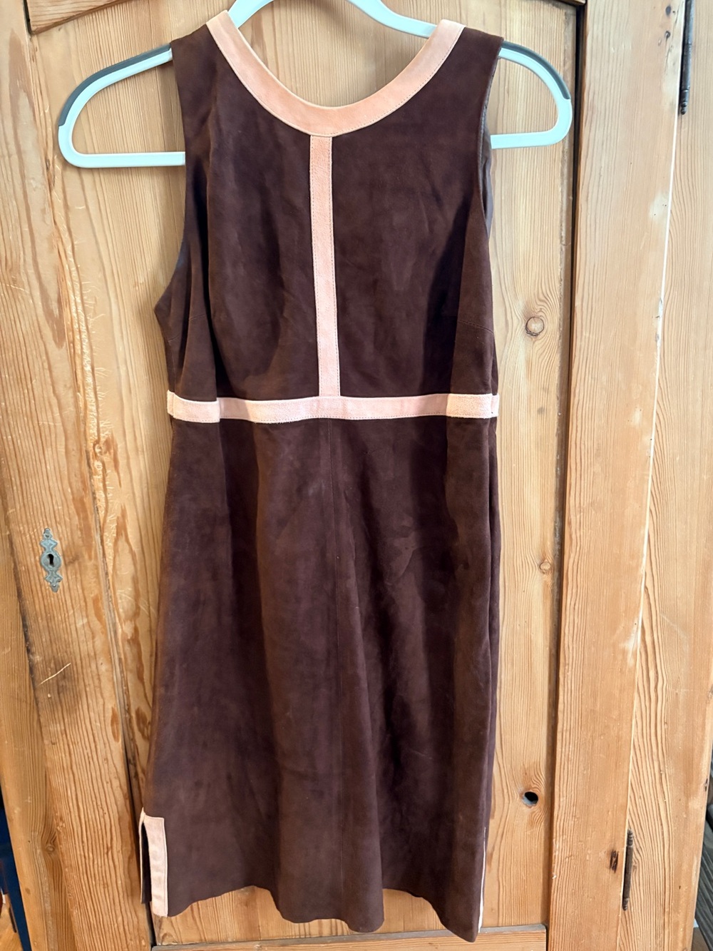 Coach Vintage Brown & Pale Pink Suede Shift Dress Sz 2